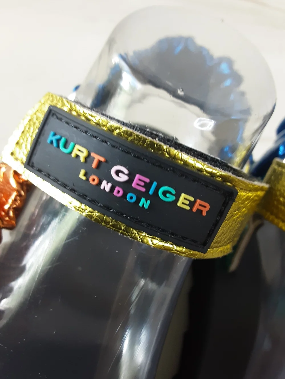 KURT GEIGER London Orion Rainbow Metallic Ruched Strap Platform Sandals Sz 6 - Picture 11 of 11